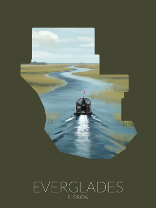 Everglades National Park silhouette artwork illustration