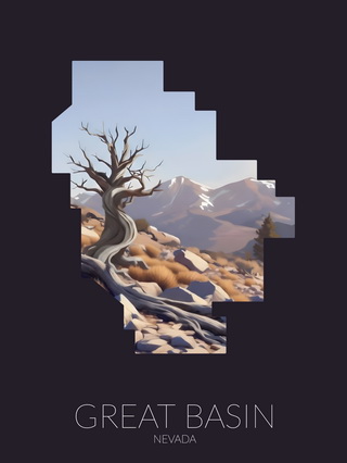 Great Basin National Park silhouette artwork illustration
