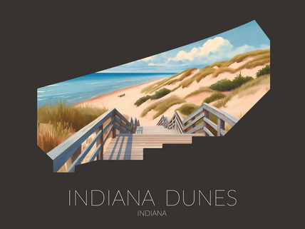 Indiana Dunes National Park silhouette artwork illustration