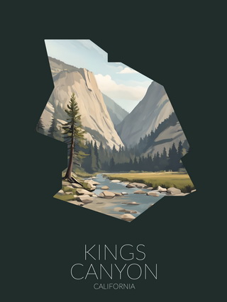 Kings Canyon National Park silhouette artwork illustration