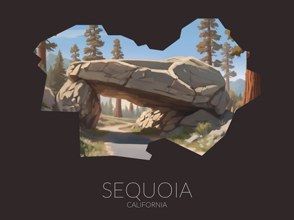 Sequoia National Park silhouette artwork illustration