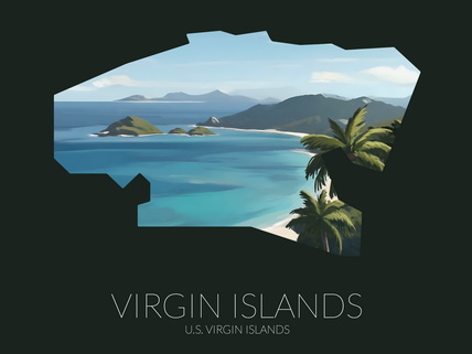 Virgin Islands National Park silhouette artwork illustration