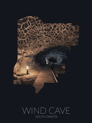 Wind Cave National Park silhouette artwork illustration