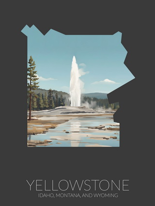 Yellowstone National Park silhouette artwork illustration