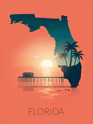 Florida state silhouette artwork illustration