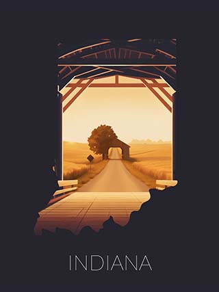 Indiana state silhouette artwork illustration