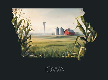 Iowa state silhouette artwork illustration