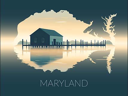 Maryland state silhouette artwork illustration