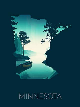 Minnesota state silhouette artwork illustration