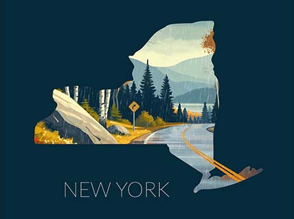 New York state silhouette artwork illustration