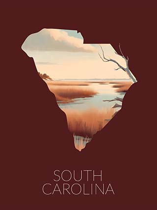 South Carolina state silhouette artwork illustration