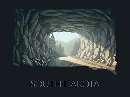 South Dakota state silhouette artwork illustration